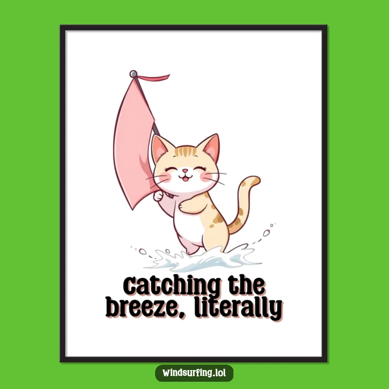 Funny Cat Sailing Digital Art Print: Instant Whimsy for Your Walls, Gift Idea