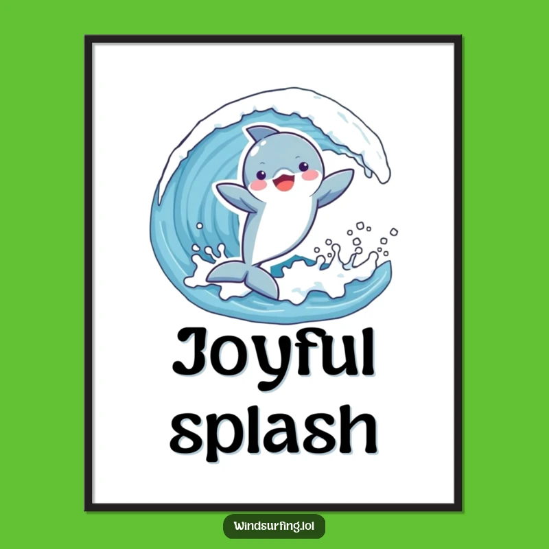 Funny Dolphin Wave Digital Art: Instant Download of Joyful Dolphin