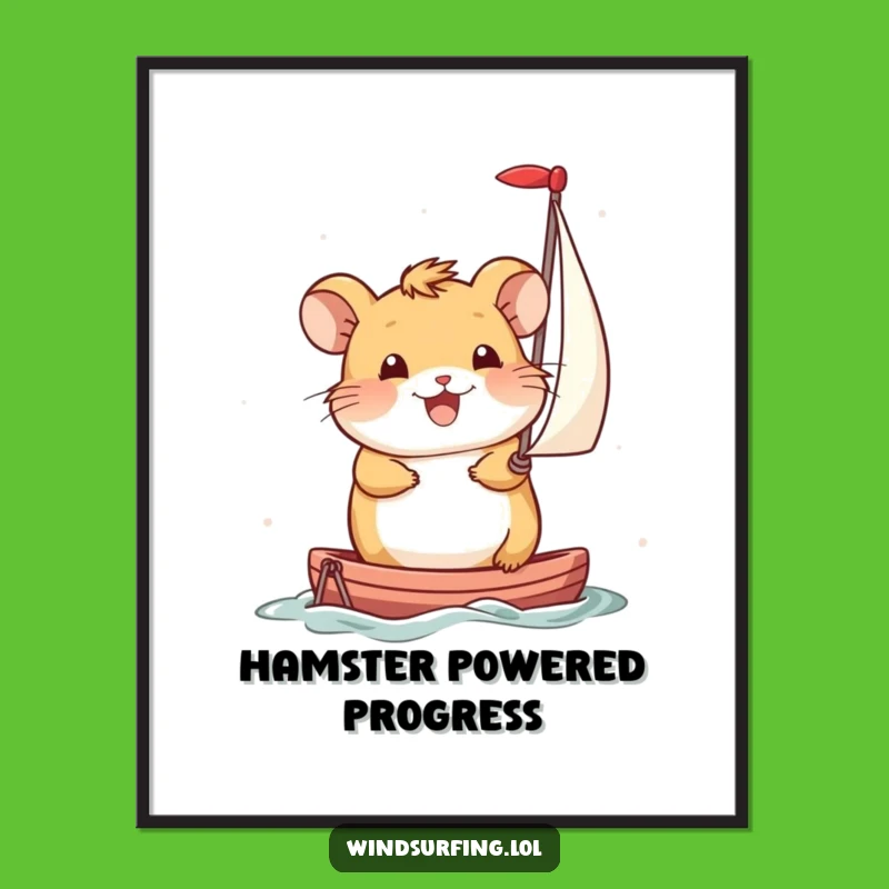 Funny Hamster Sailboat Digital Print: Smiling Propulsion - Humorous Wall Art Gift