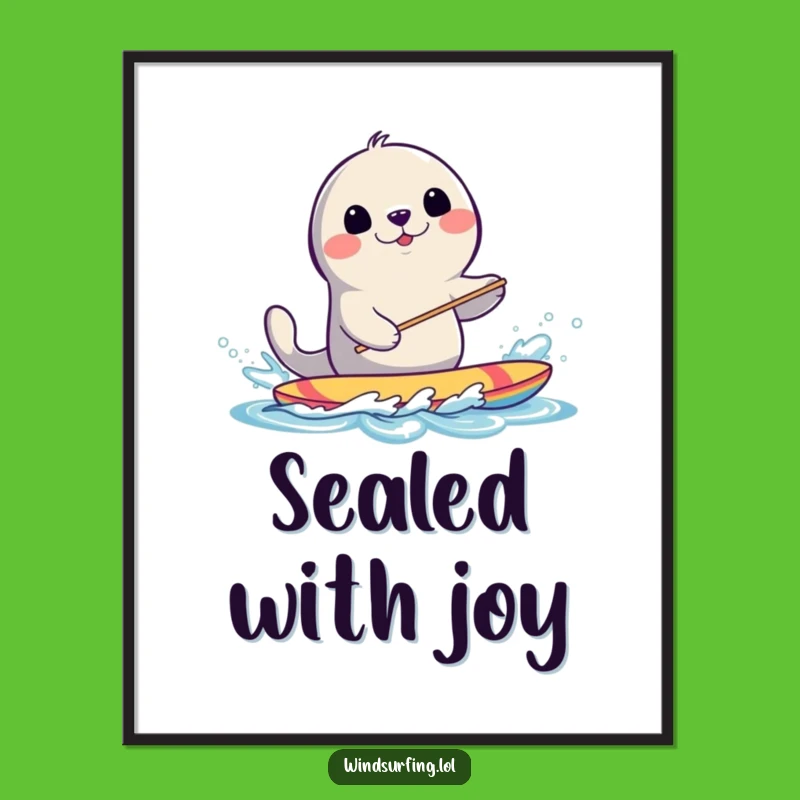 Funny Seal Windsurfing Digital Art: Instant Fun with a Splashing Seal