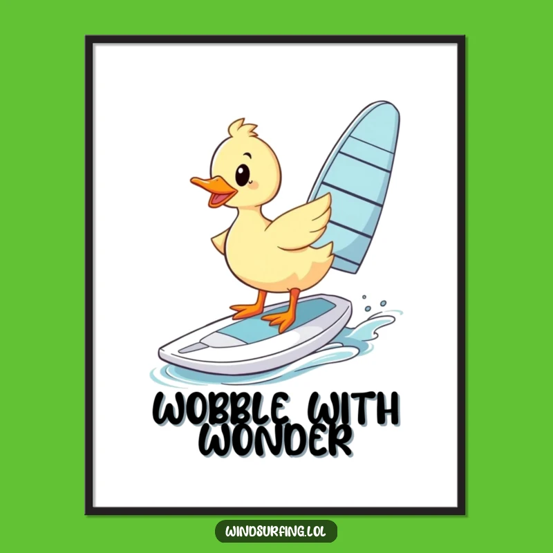 Funny Wobbly Duck Windsurfer Digital Art: Bring Home This Duck's Hilarious Adventure