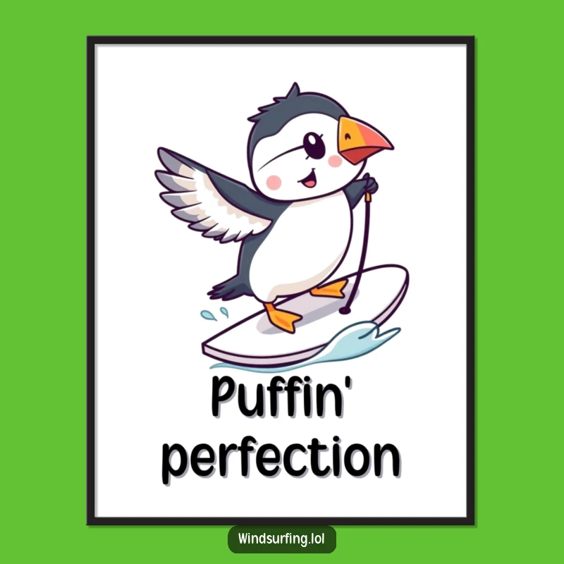 Funny Puffin Windsurfing Digital Art - Instant Smiles for Your Walls