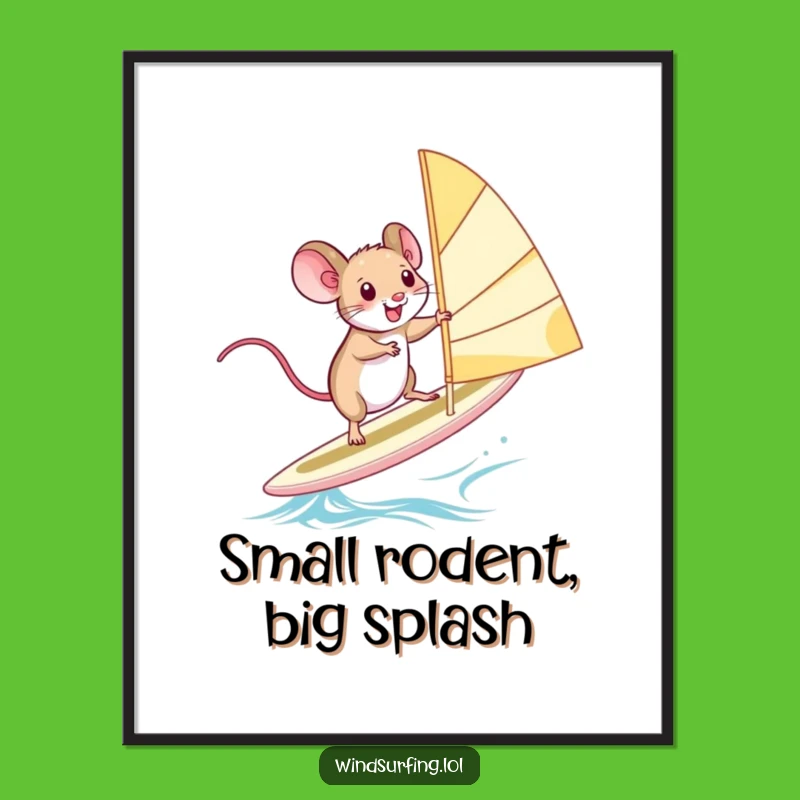 Funny Windsurfing Mouse Digital Print: Squealing Adventure - Humorous Wall Art Gift