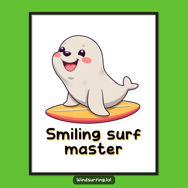 Funny Seal Surf Digital Art: Instant Download of Happy Surfer Seal
