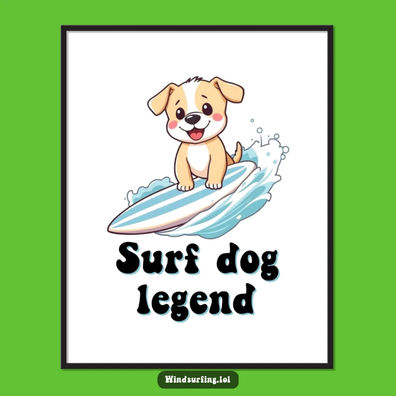 Funny Puppy Surfing Digital Art - Instant Adorable Decor for Dog Lover's Walls