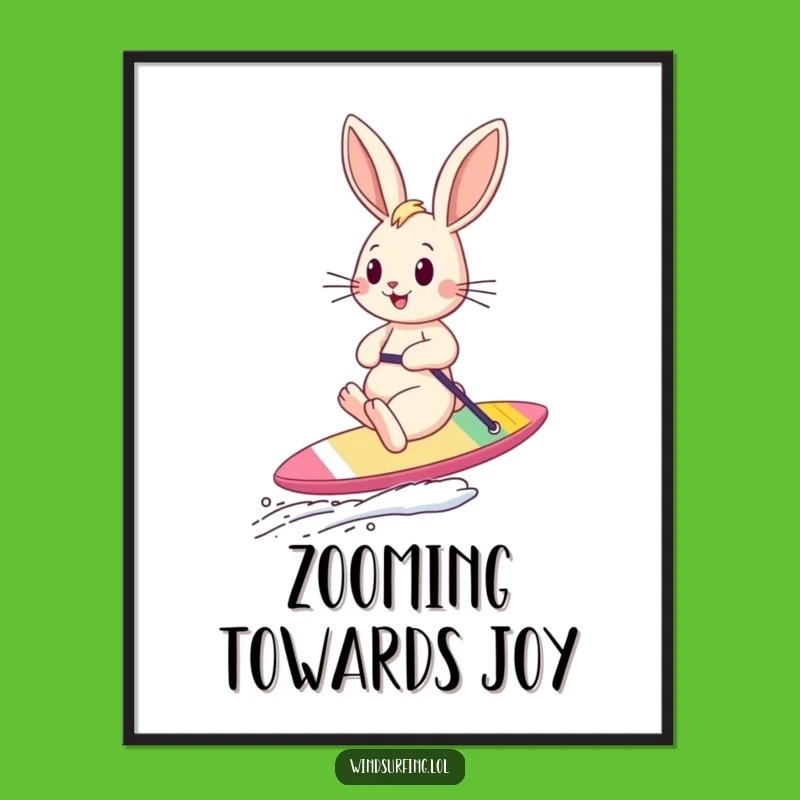 Funny Bouncing Bunny Sailboard Digital Art: Instant Joy & Gift