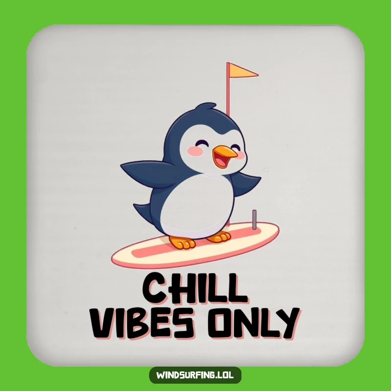 Funny Penguin Sailboard Drink Coaster - Protect Surfaces with Arctic Charm Gift