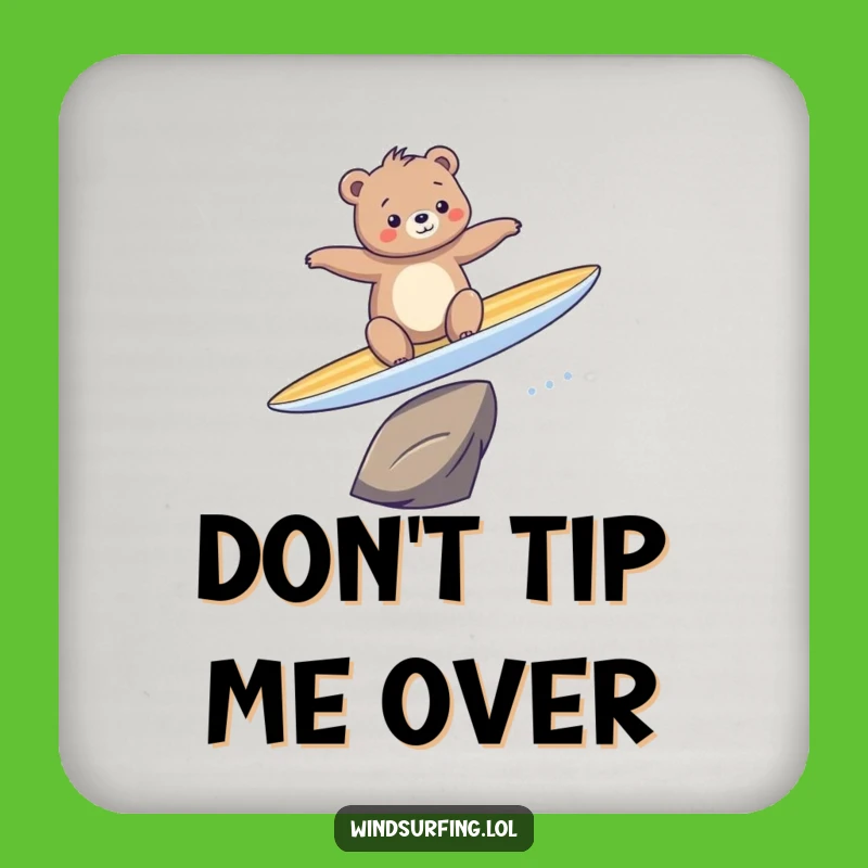 Funny Bear Surfing Drink Coaster: Protect Surfaces with Humor, Perfect Gift