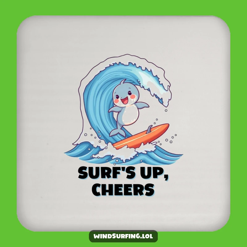 Funny Dolphin Surf Drink Coaster - Protect Surfaces with Ocean Style Gift