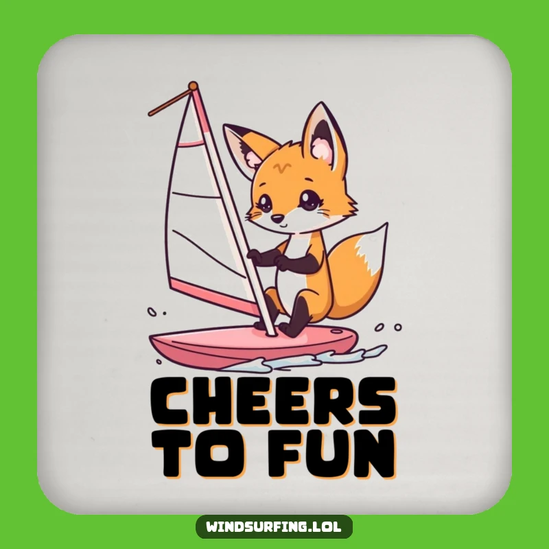 Funny Fox Windsurfer Coasters: Protect Surfaces with a Curious Fox's Playful Steering