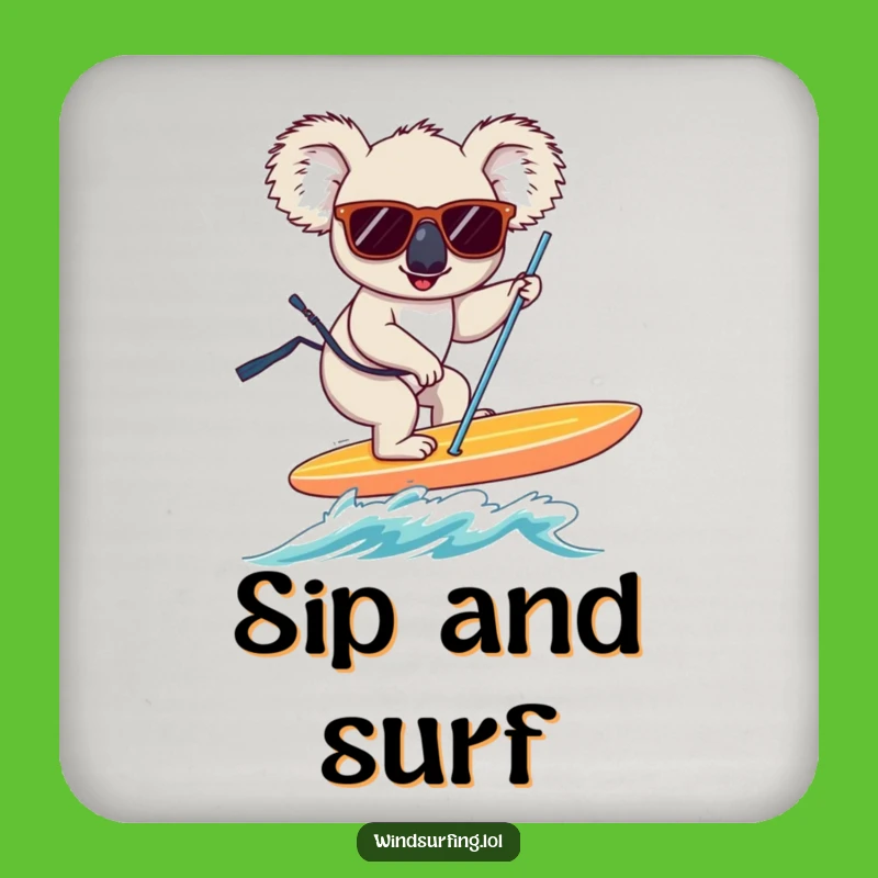 Funny Koala Windsurfer Coaster: Hilarious Protection & Gift