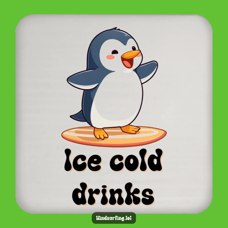 Funny Penguin Surfing Drink Coaster: Fun Protection with a Gliding Penguin