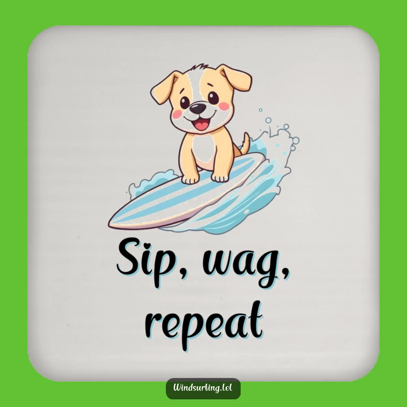 Funny Puppy Surfing Coasters - Protect Surfaces with Adorable Doggy Humor