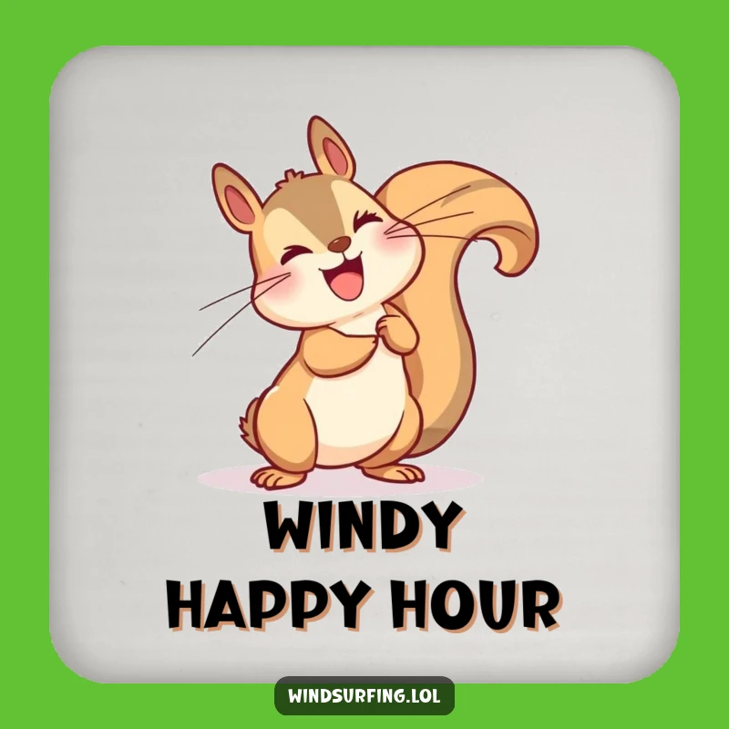Funny Windy Squirrel Leaning Coaster - Protect Surfaces with Whimsy