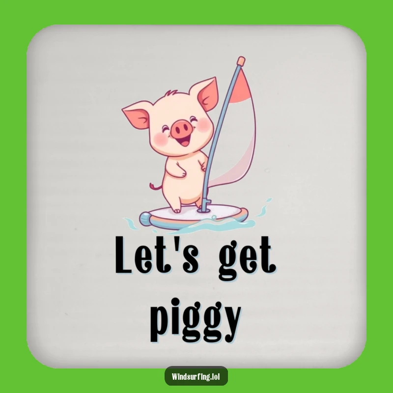 Funny Piglet Windsurfing Coasters - Protect Your Table with Adorable Humor