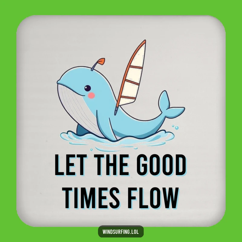 Funny Whale Windsurfing Drink Coaster - Protect Surfaces with Humor
