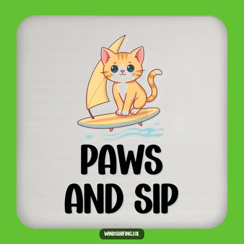Funny Cat Surfing Drink Coaster: Protect Surfaces with Balancing Cat Style