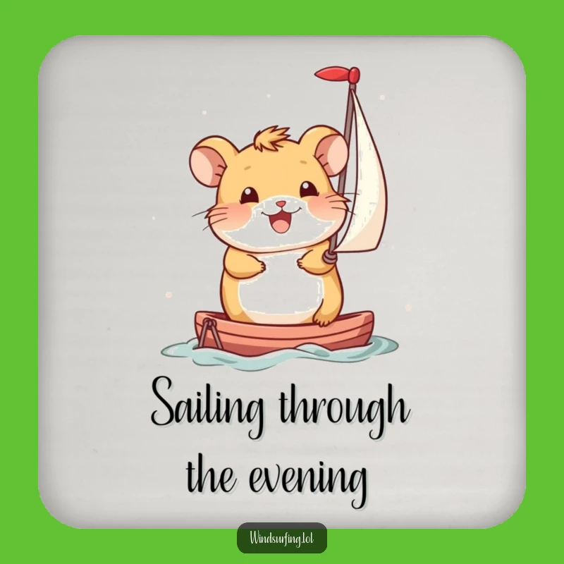 Funny Hamster Sailboat Coaster Set: Smiling Propulsion - Humorous Table Gift