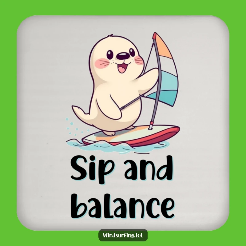 Funny Seal Windsurfing Drink Coaster: Hilarious Protection for Your Surfaces