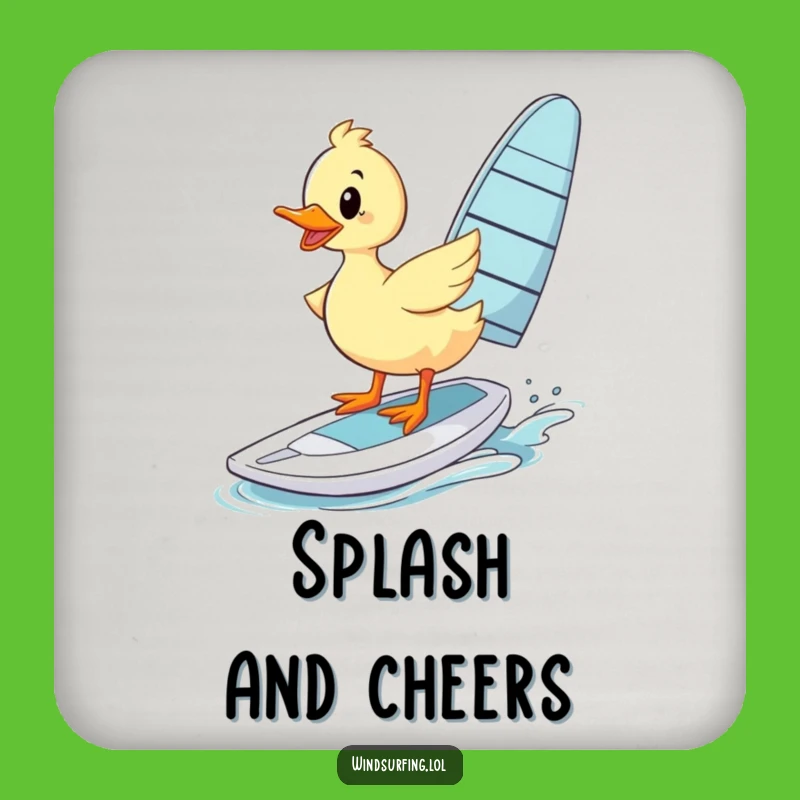 Funny Wobbly Duck Windsurfer Coaster Set: Protect Tables with Duck-Sized Humor, A Charming Funny Gift