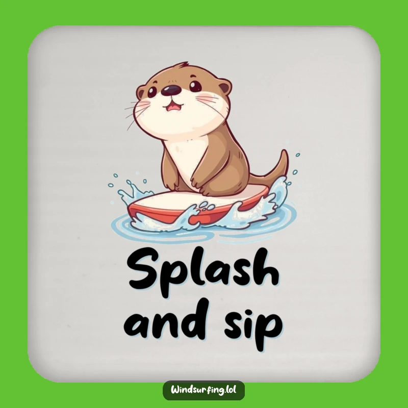Funny Otter Sailboard Drink Coaster - Protect Surfaces with Splashy Charm Gift