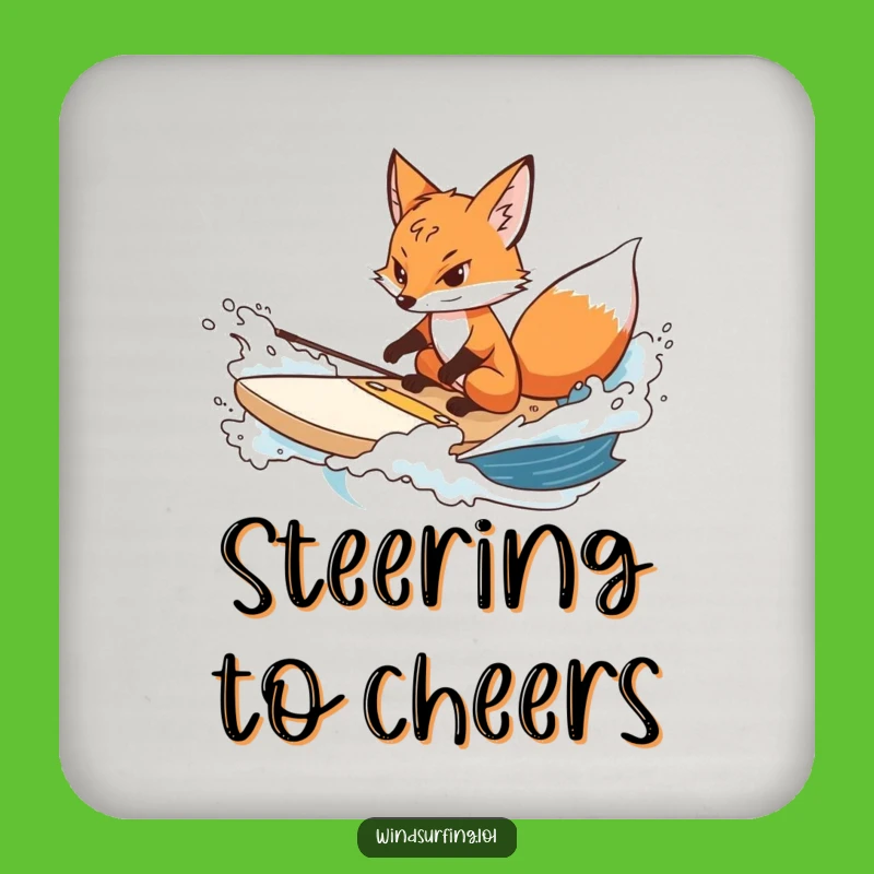 Funny Determined Fox Surf Coaster - Resilient Drink Accessory, Perfect for Tables