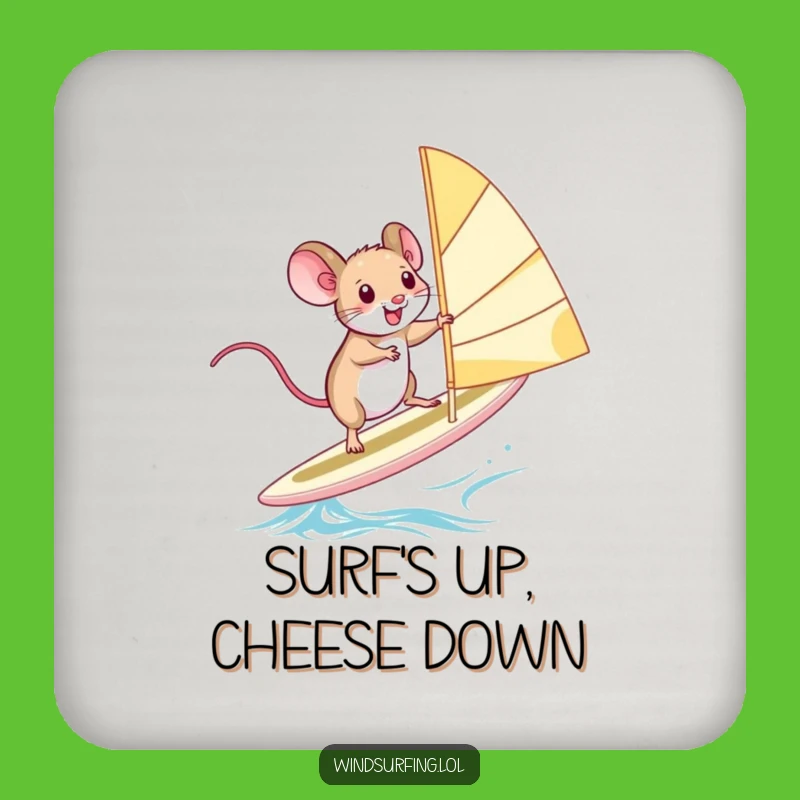 Funny Windsurfing Mouse Coaster Set: Squealing Adventure - Humorous Table Gift