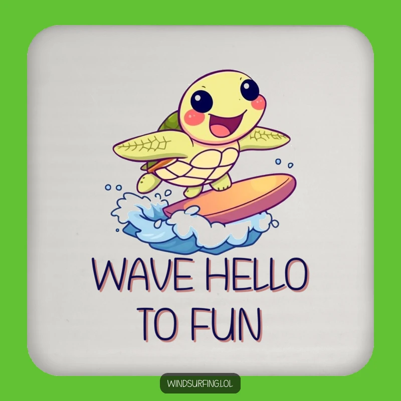 Funny Turtle Surf Drink Coaster: Joyful Wave Protection Gift