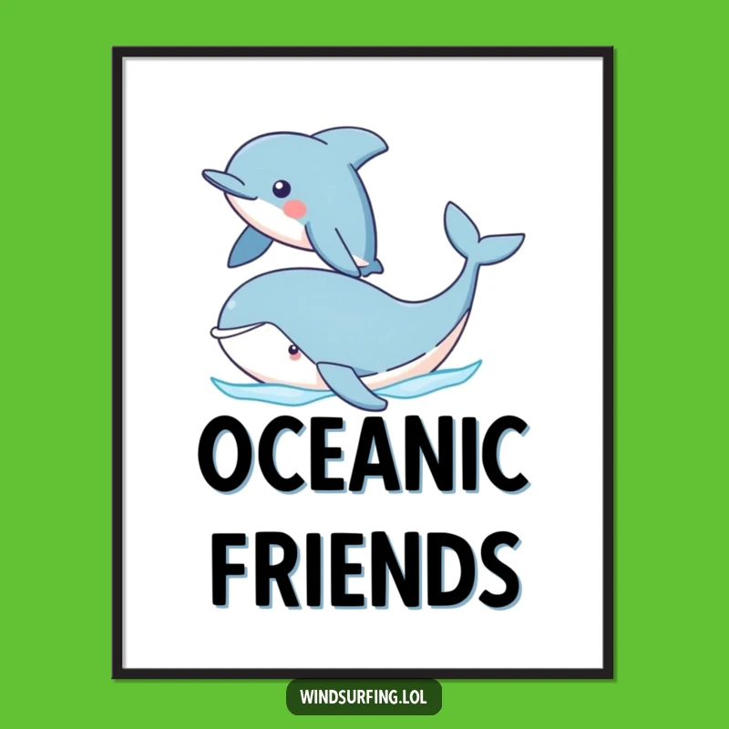 Funny Dolphin Sailing Whale Poster: Bring the Ocean's Charm to Your Walls