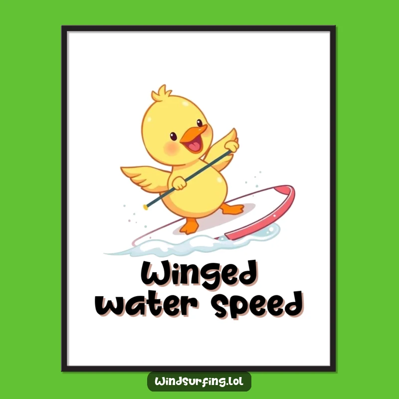 Funny Duckling Windsurfing Poster: Add a Splash of Joyful Art
