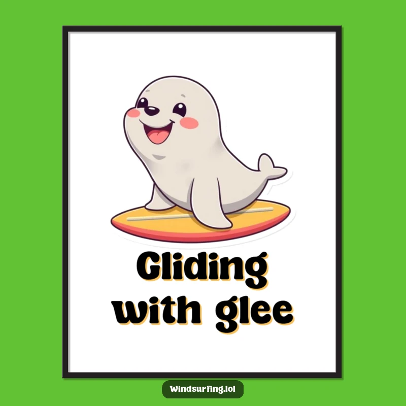 Funny Seal Surf Poster: Happy Seal Art for Joyful Decor