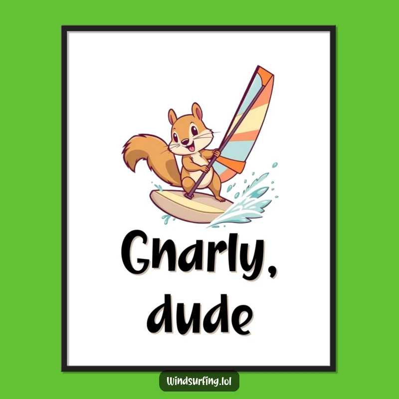 Funny Squirrel Windsurfing Poster - Vibrant and Hilarious Wall Art for Your Space