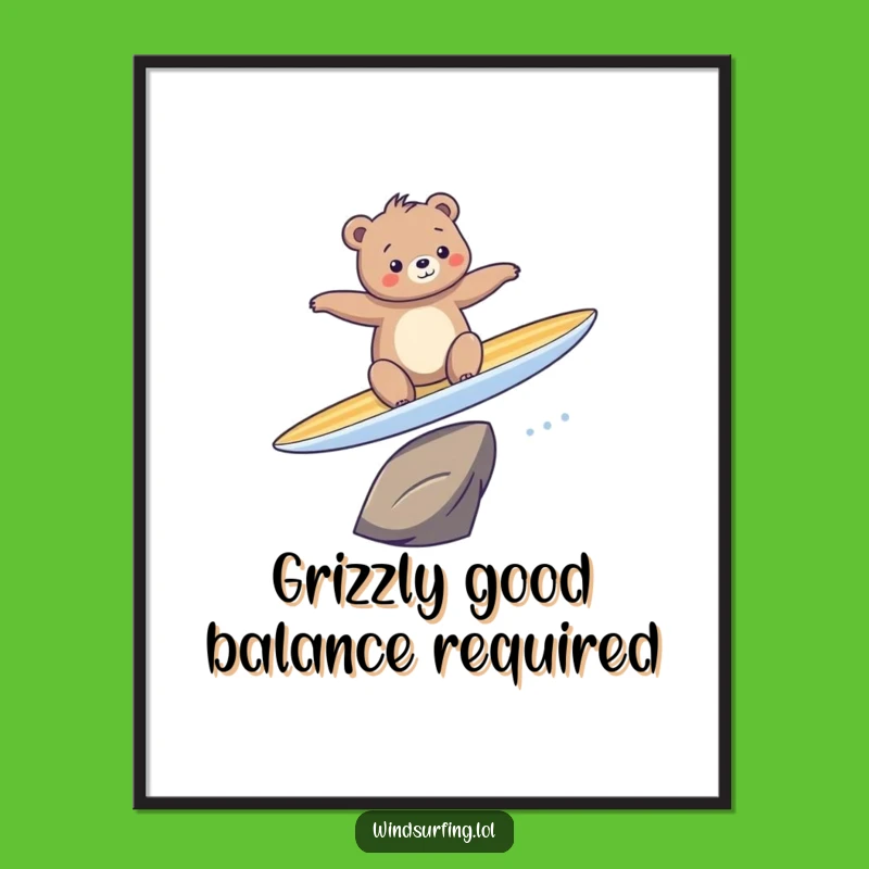 Funny Bear Surfing Poster: Hilarious Wall Art for a Laugh, Great Gift