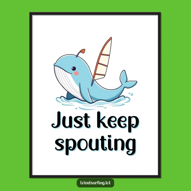 Funny Whale Windsurfing Poster - Whimsical Ocean Art for Wall Decor