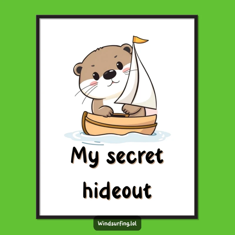 Funny Curious Otter Sailing Poster: Wall Art & Funny Gift Idea