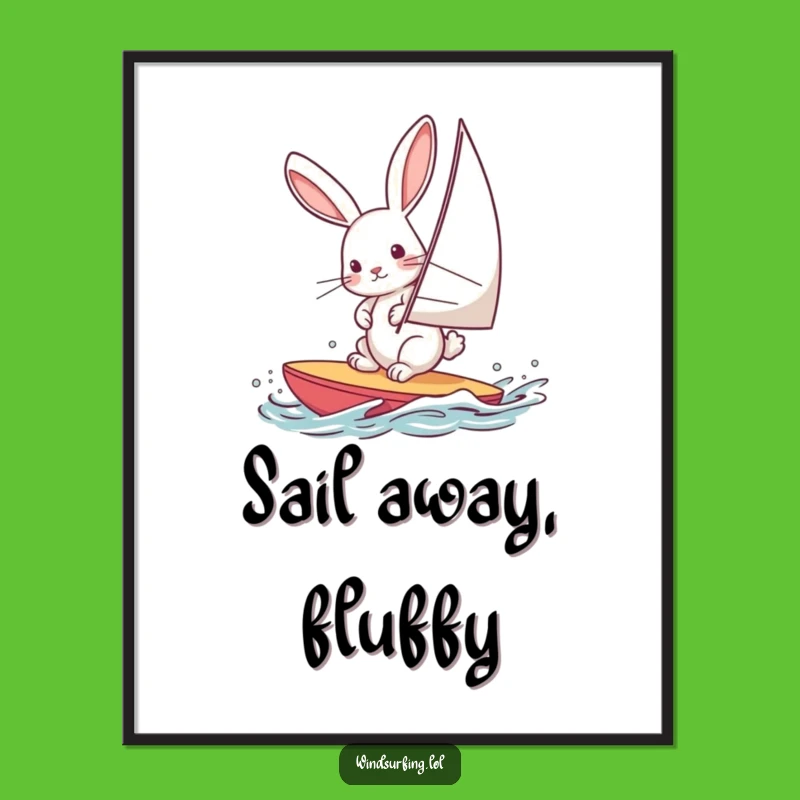 Funny Windsurfing Rabbit Poster: Bring Curious Hare Vibes to Your Walls with This Art