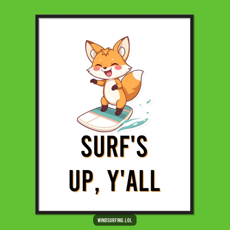 Funny Fox Windsurfing Poster: Hilarious Wall Art for a Laughing Space