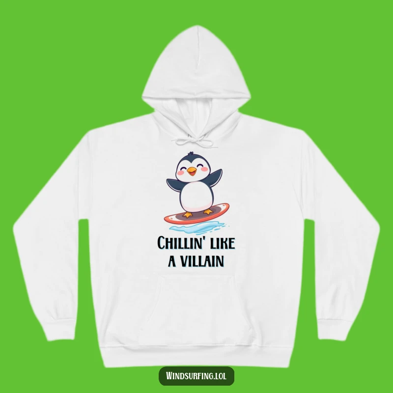 Funny Penguin Windsurfing Hoodie - Cozy & Comical Arctic Extreme Wear