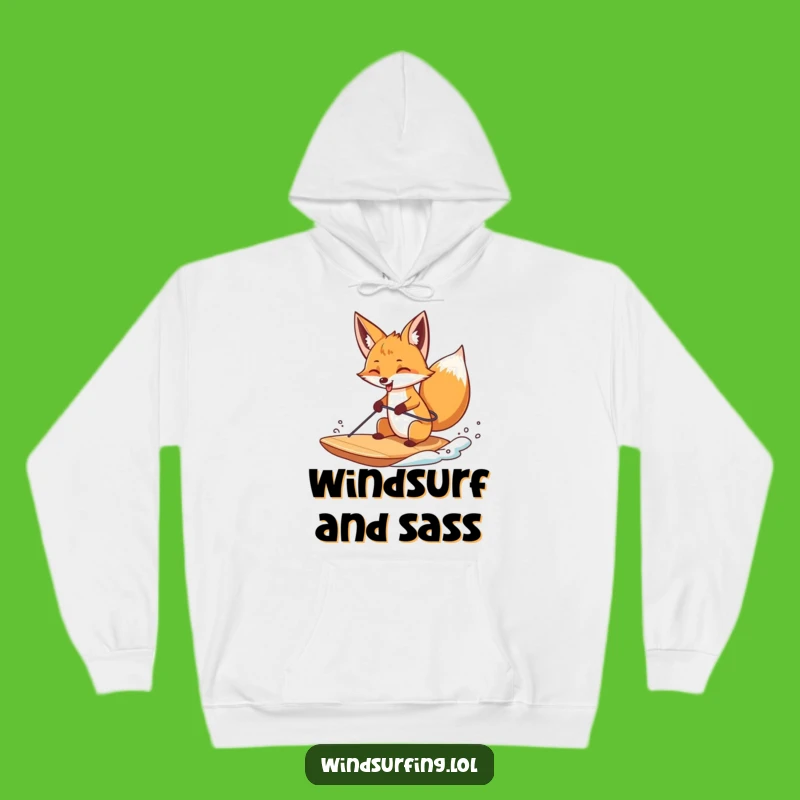 Funny Fox Windsurfing Tongue Hoodie - Cozy Adventure Wear