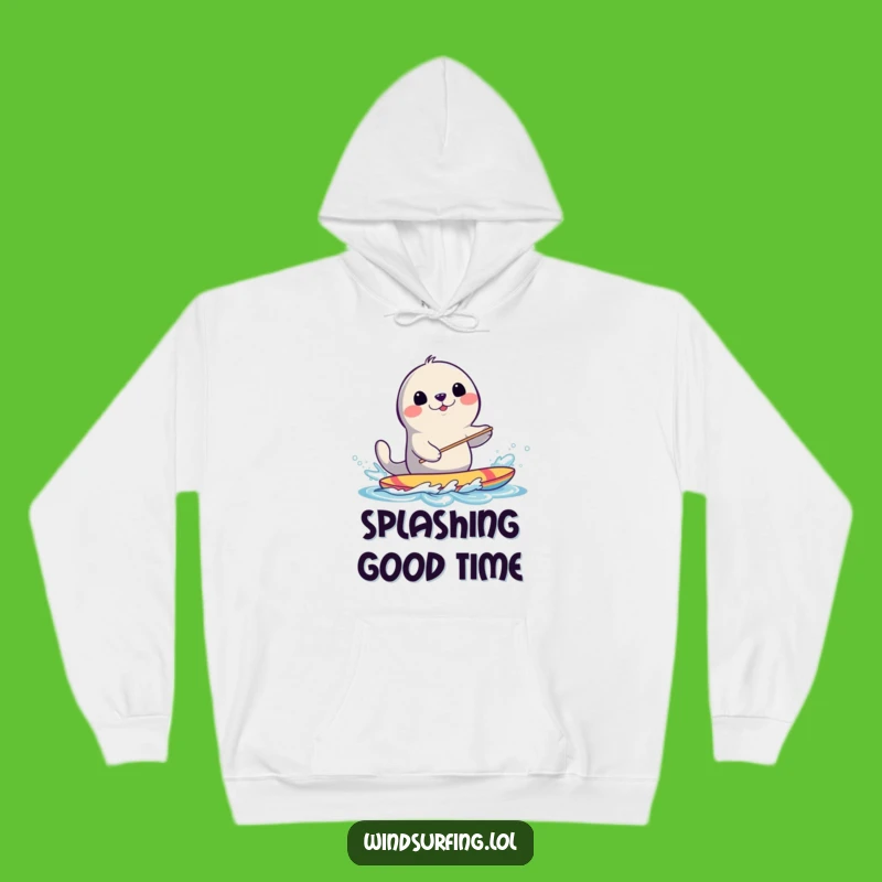 Funny Seal Windsurfing Hoodie: Cozy Splashy Seal Gift Apparel