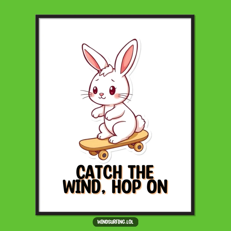 Free Printable Bunny Art - Playful Windblown Wall Decor Downloadable Gift