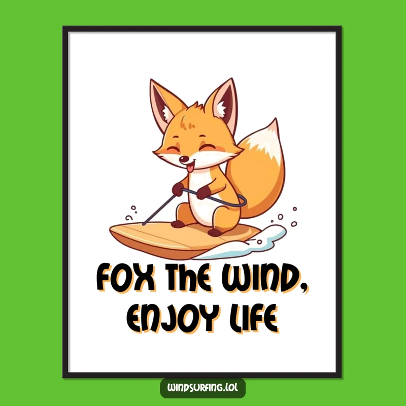 Free Printable Wall Art: Tongue-Out Fox, Windsurfing Fun, Funny Downloadable Decor
