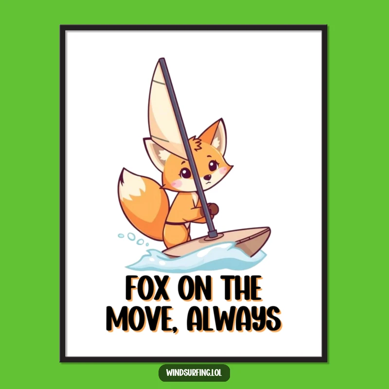 Free Printable Wall Art: Curious Fox Surfer - Funny Nautical Download