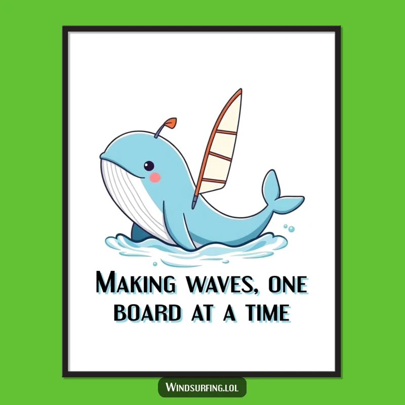 Free Printable Whale Windsurfing Art - Hilarious Downloadable Decor & Funny Gift!