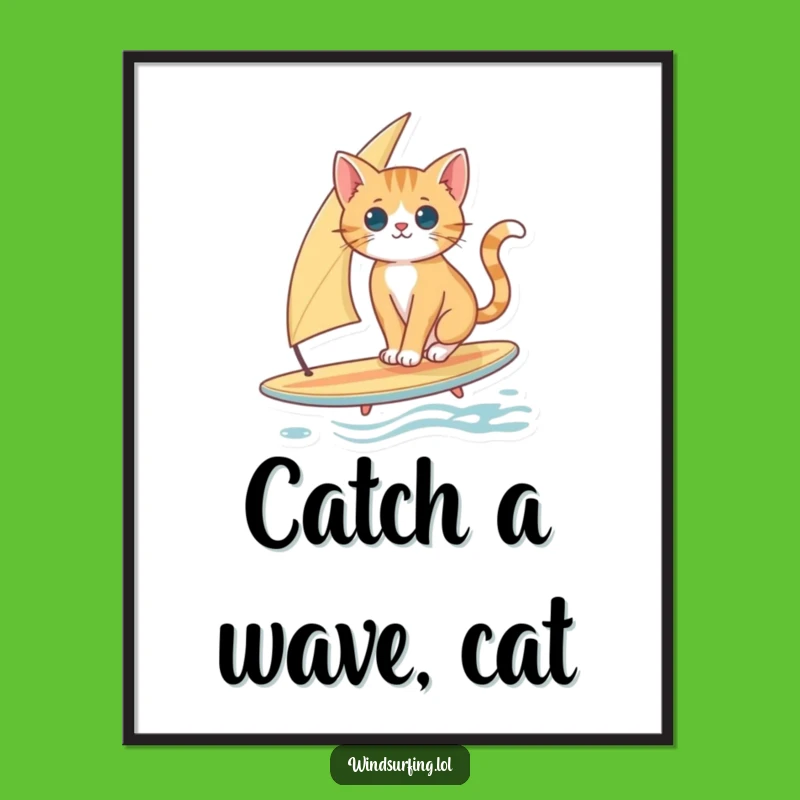 Funny Free Printable Wall Art: Cat Surfing, Unique Downloadable Decor!