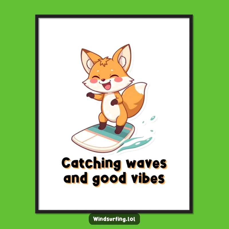 Funny Free Printable Wall Art Laughing Windsurfing Fox Extreme Action Downloadable Decor