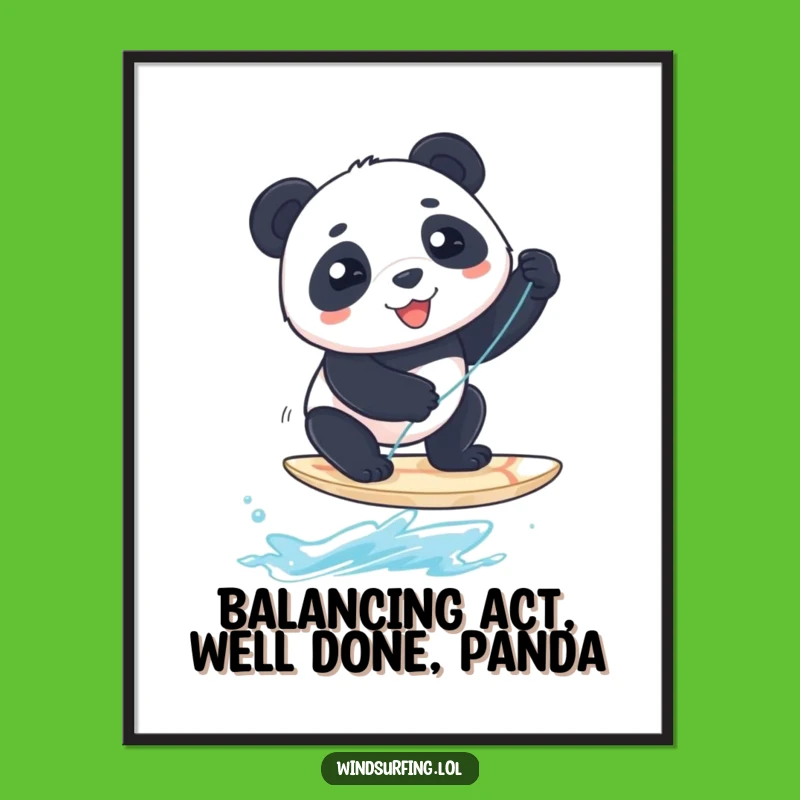 Funny Free Printable Wall Art: Panda Windsurfer, Hilarious Downloadable Decor