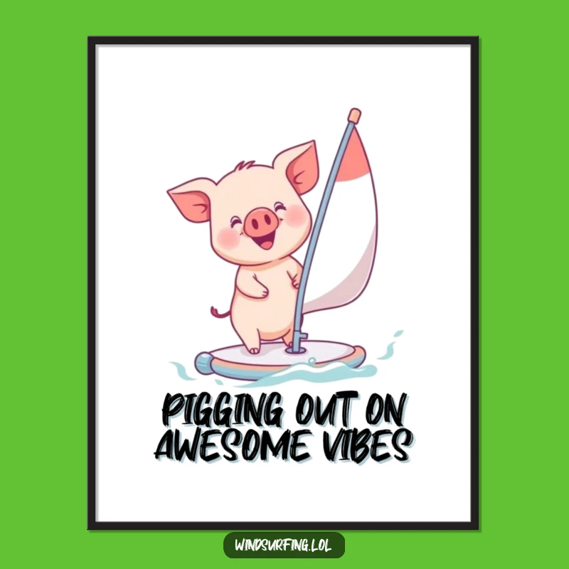 Free Printable Wall Art: Cute Piglet Windsurfer, Charming Downloadable Decor!