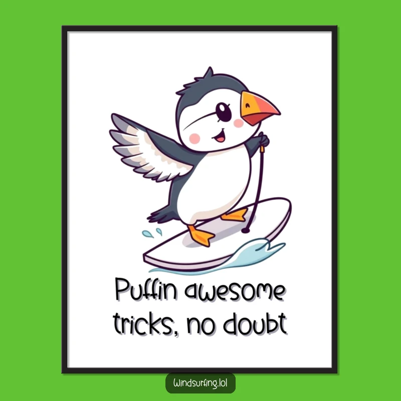 Free Printable Puffin Windsurfing Art - Fun Downloadable Decor & Unique Gift!