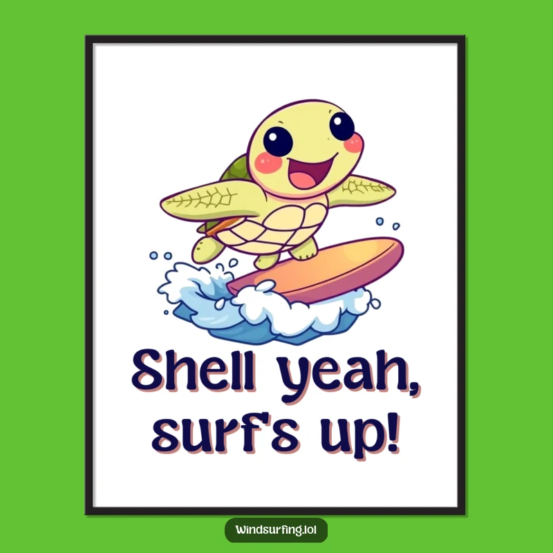 Free Printable Wall Art Surfing Turtle Character Humorous Downloadable Art